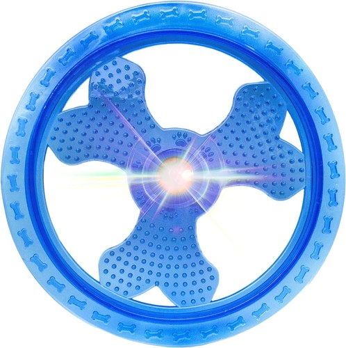 New LIGHT UP Flying Discs Flashing Waterproof Outdoor Interactive Rubber Dog Toy - Picture 6 of 22