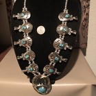 Native Jeweler Genuine CARICO LAKE Turquoise BEAR PAW Squash Blossom Necklace — photo 2