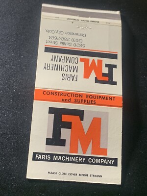 Vintage Colorado Matchbook: “FARIS MACHINERY COMPANY” Commerce City, CO ...