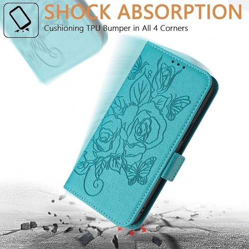 For Cubot A20, Fashion Flowers Pattern Leather Wallet Stand Soft TPU Case Cover - Picture 5 of 18