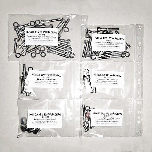 Visserie moteur Honda Varadero 125 en inox anti-corrosion pour remplacer les vis Allen XL125V