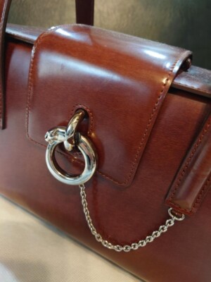 Cartier Handbag Square Women Leather Bordeaux From JAPAN USED Auth