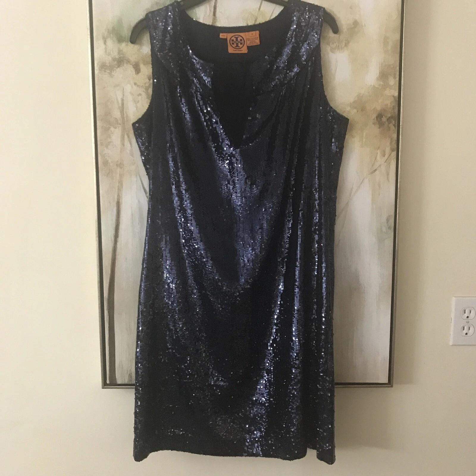 Abito Tory Burch blu navy paillettes festa elegante us intime ottimeioni condi donnaa ta