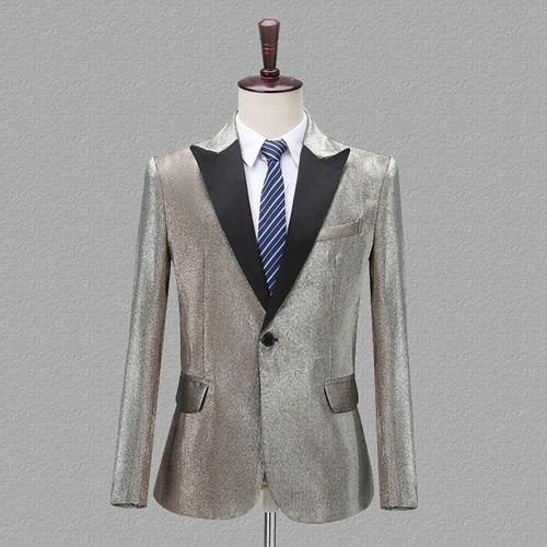 Herren einreihiger Anzug Jacke Peak Revers Blazer Tanzshow - Bild 15 von 16