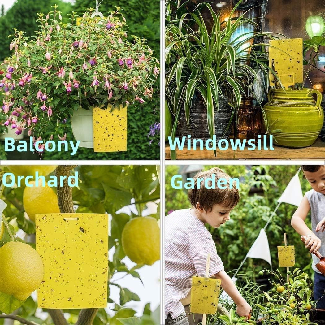 20-Pack Dual-Sided Yellow Sticky Traps for Flying Plant Insect Such as Fungus Gn