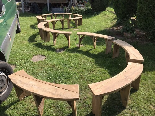 1 X 4ft Curved Garden Bench BBQ Fire Pit Social Circle Schools Scouts Meetings - Picture 8 of 12