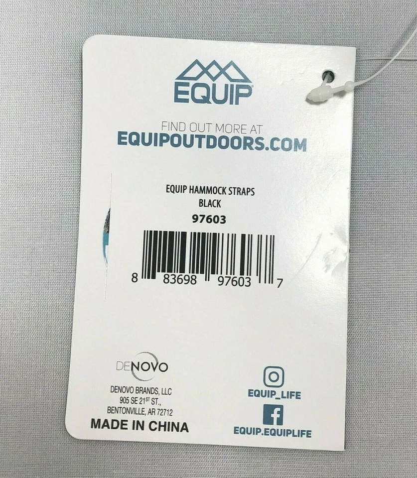 2 Denovo Tree Hammock Straps Black Outdoor 97603 Reinforced Stitching Carry Bag - Image 2 of 2