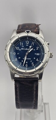 Columbia Cl7313 Watch Indiglo Steel Silver Case Rotating Bezel