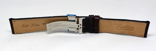 Zentra Faltschließe Uhrenband Uhrenarmband Leder Braun 22mm Neu hochpreisig E627 - Picture 6 of 12