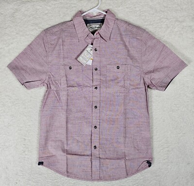 Flag & Anthem Men s Size S Red Short Sleeve Button Up Shirt, NEW WITH DEFECT