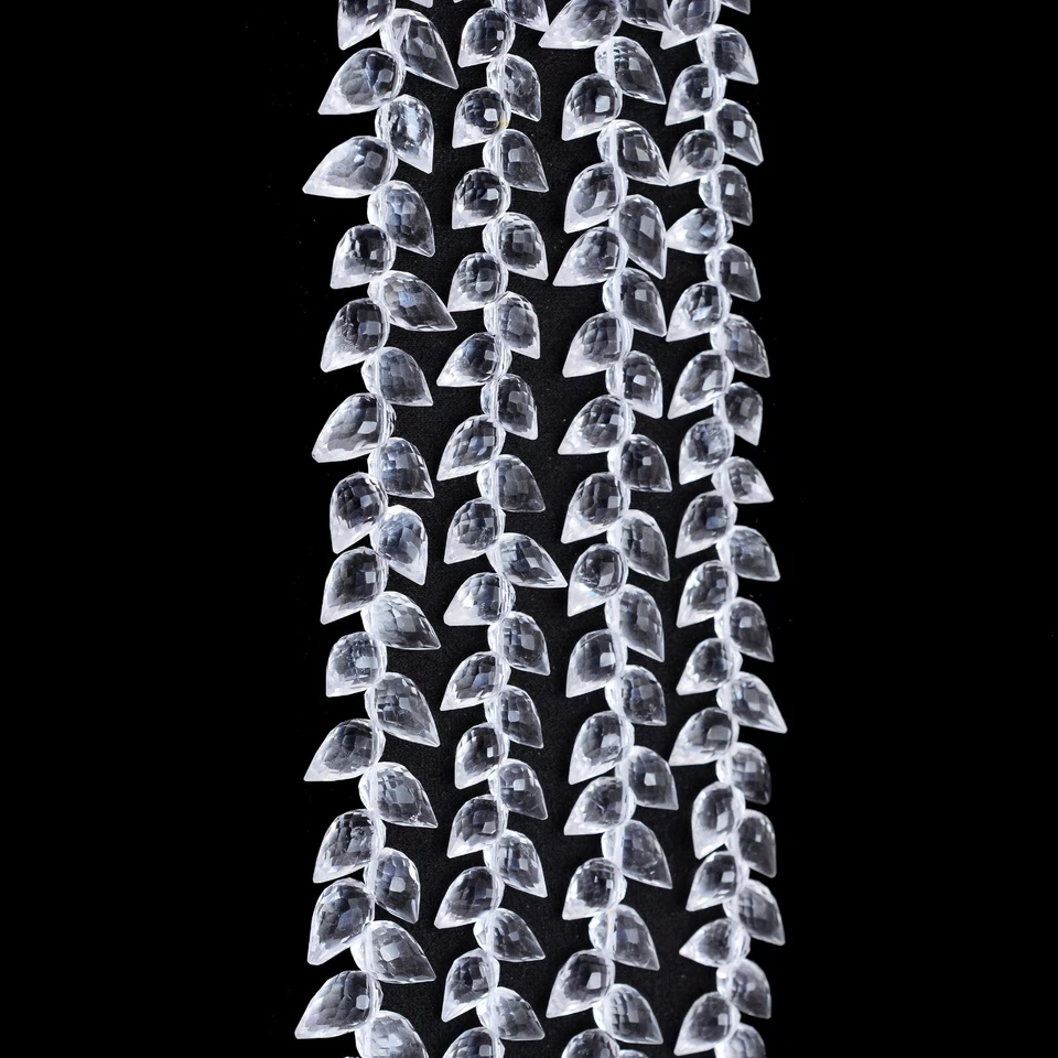Clear Quartz Briolette Beads, Faceted Teardrops 6x9-7x10mm, Jewelry Craft Supply - Image 2 of 4
