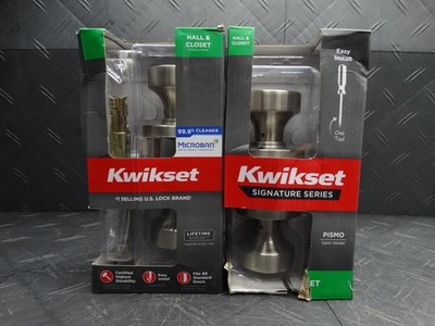 Kwikset Pismo Satin Nickel Hall/Closet Square Door Knob 720PSKSQT15CP (Lot of 2)