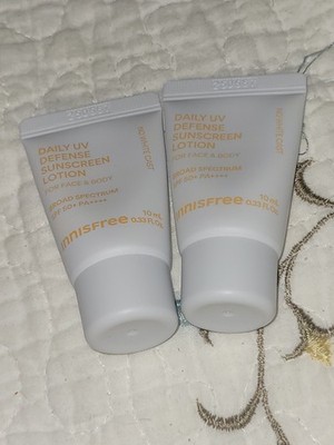 Innisfree Daily UV Defense Sunscreen Lotion SPF50 Lot Of 2 New 0.33oz Travel Sz