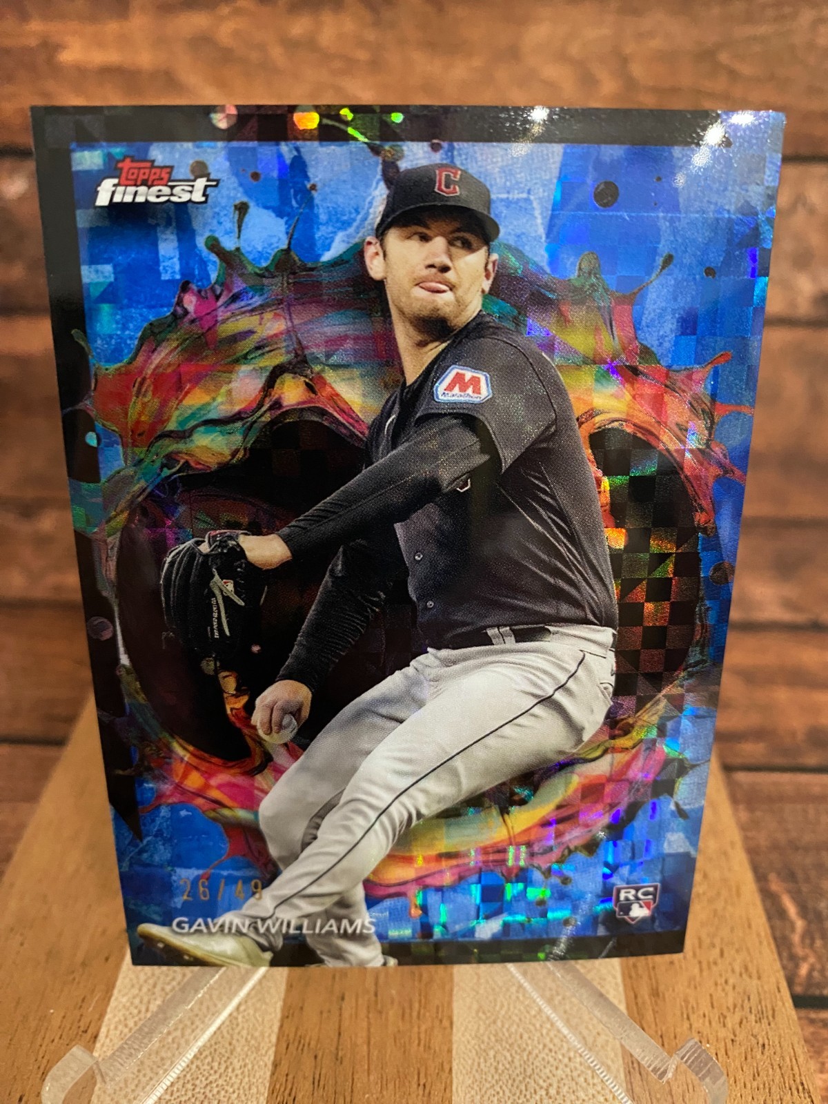 2024 Topps Finest - Rare Gavin Williams #242 Blue Checkerboard Refractor /49