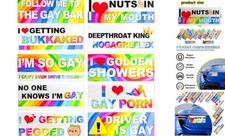 Magnetic LGBT Car Bumper Sticker, 10Sheets Reflective Funny Rainbow Style1