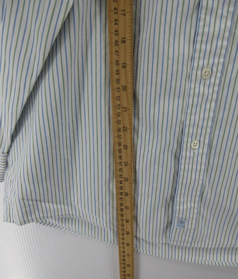 Camisa Vintage J Crew Hombres 15 1/2 Blanco Remero Rayas Abotonada Años 90 Preppy Foto 4 de 4