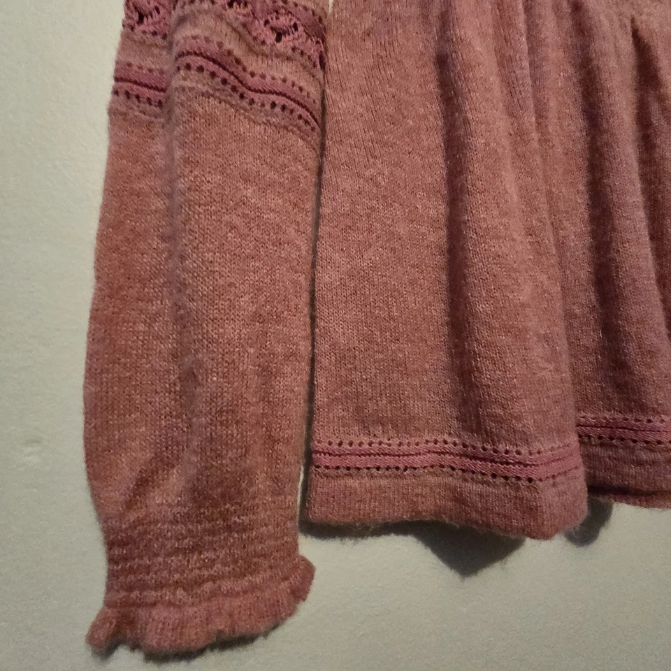 Suéter Babydoll Vintage Años 90 Y2K Moda Internacional Mujer MED Rosa Encaje Borde Lana Mohair Foto 3 de 4