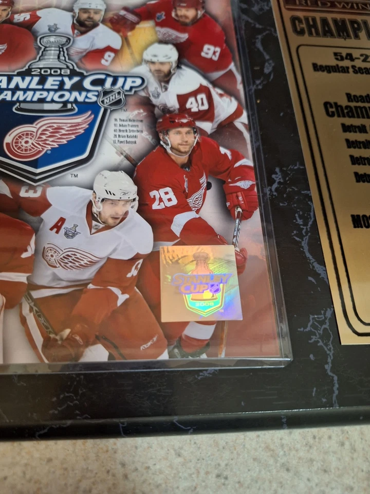 Placa Detroit Red Wings 2008 Stanley Cup Champions madeira encore 15x12 MVP pendurar - Imagem 2 de 4