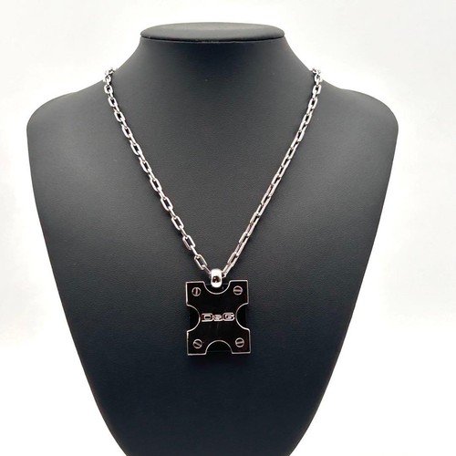 Dolce&Gabbana Męski Rzadki D&G Wisiorek Naszyjnik Talerz z logo 60cm Luksus Stylowe Włochy - Zdjęcie 2 z 10