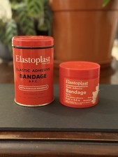 Vintage Elastoplast Bandage Containers – Metal Tin & Plastic Tub Smith & Nephew