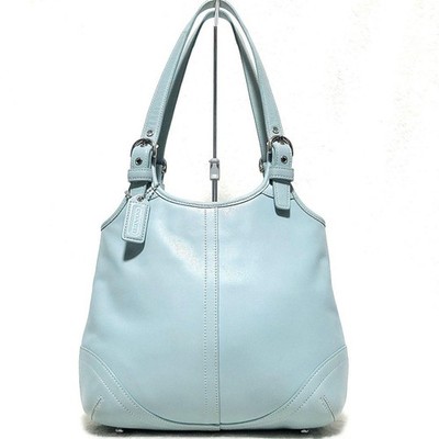 Handbag Shoulder Bag Old Coach Genuine Leather Light Blue Vintage