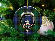 Sempill Clan Scottish Tartan Crest Ceramic Ornament