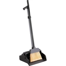 Genuine Joe 02407 Commercial Lobby Dust Pan Combo Kit, 2-Way Handle Black Broom