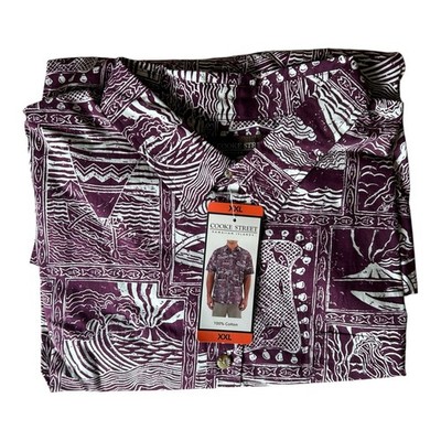 Cooke Street Men's short Sleeve Aloha Hawaiian Shirt Cotton Purple Size 2XL