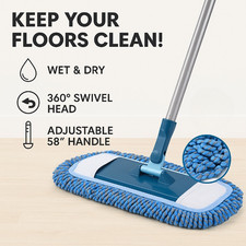 Microfiber Dust Mop for Hardwood Floor Cleaning Wet Dry 58" Adjustable Handle