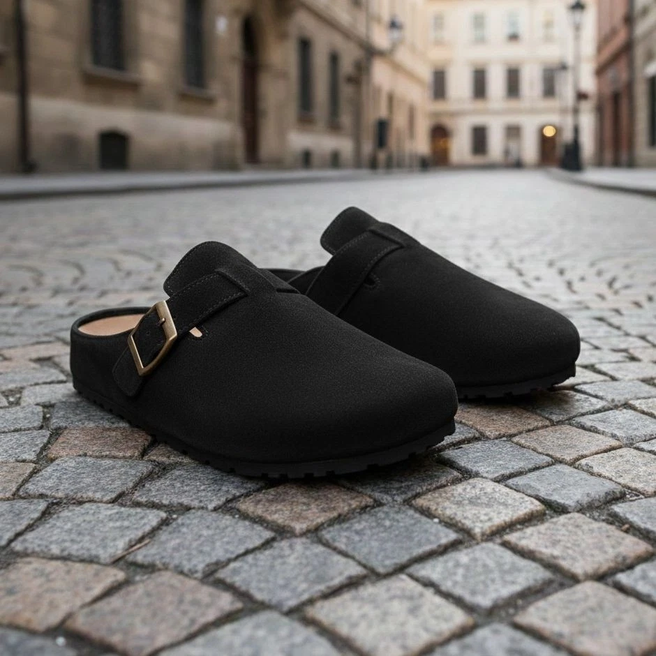 PERMANI Damen Wildleder Hausschuhe Slippers Schlappen Klassische Pantoffeln Elite