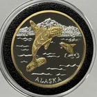 Alaska Orca 24k Gold Gilded Proof RARE Coin 1 Troy Oz .999 Fine Silver Round 999
