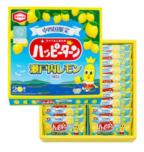 Kameda Happy Turn Setouchi Lemon Rice Snacks, 20 Packs