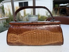 12 VTG Genuine Caiman Crocodile Leather Handbag Purse Pocket Book Clutch SEE