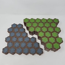 Lot of 8 Heroscape 24-Hex Terrain Tiles: 6 Grass and 2 Gray Rock Stone Hasbro 