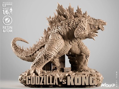 3D gedruckt 16K WICKED - Godzilla Skulptur unbemalt Fächer Made Maßstab 1:6