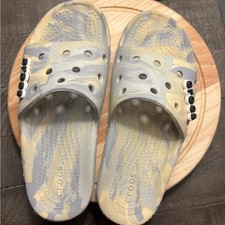 CROCS Classic Marbled Gray Blue and Cream Sole Sandals