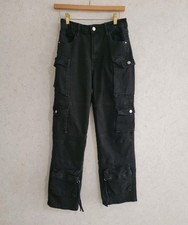Baggy Wide Leg Cargo Utility Jeans Womens Size 27x31 High Rise Hip-hop Grunge