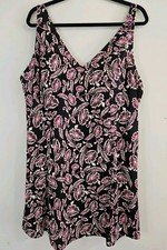 Swimsuits For All Swim Dress Plus Size 22 Padded Bra Pink And Black One Piece