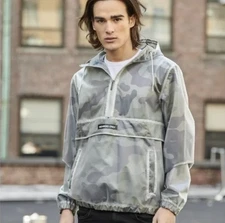 Members Only Men’s Size XXL Translucent Camo Popover Windbreaker Jacket 