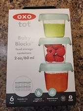 OXO Tot Baby Blocks Plastic Freezer Storage Containers 4 Blocks Stackable 6oz