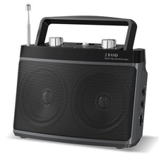 Portable AM FM Bluetooth Radio Plug in Wall or Battery Powered