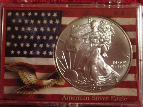 2014 - 1 Oz Silver Eagle One Dollar Coin Uncirculated in Plastic Case