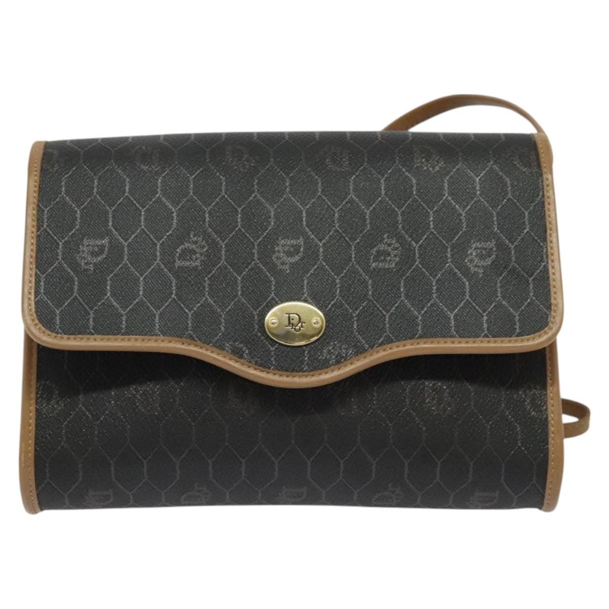 Dior Authentic Honeycomb Black Canvas Shoulder Bag