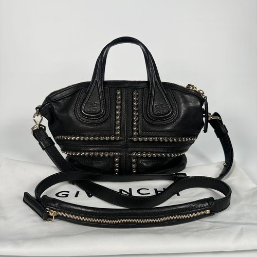 Givenchy Nightingale Studded Leather 2Way Shoulder Handbag Black  Authentic