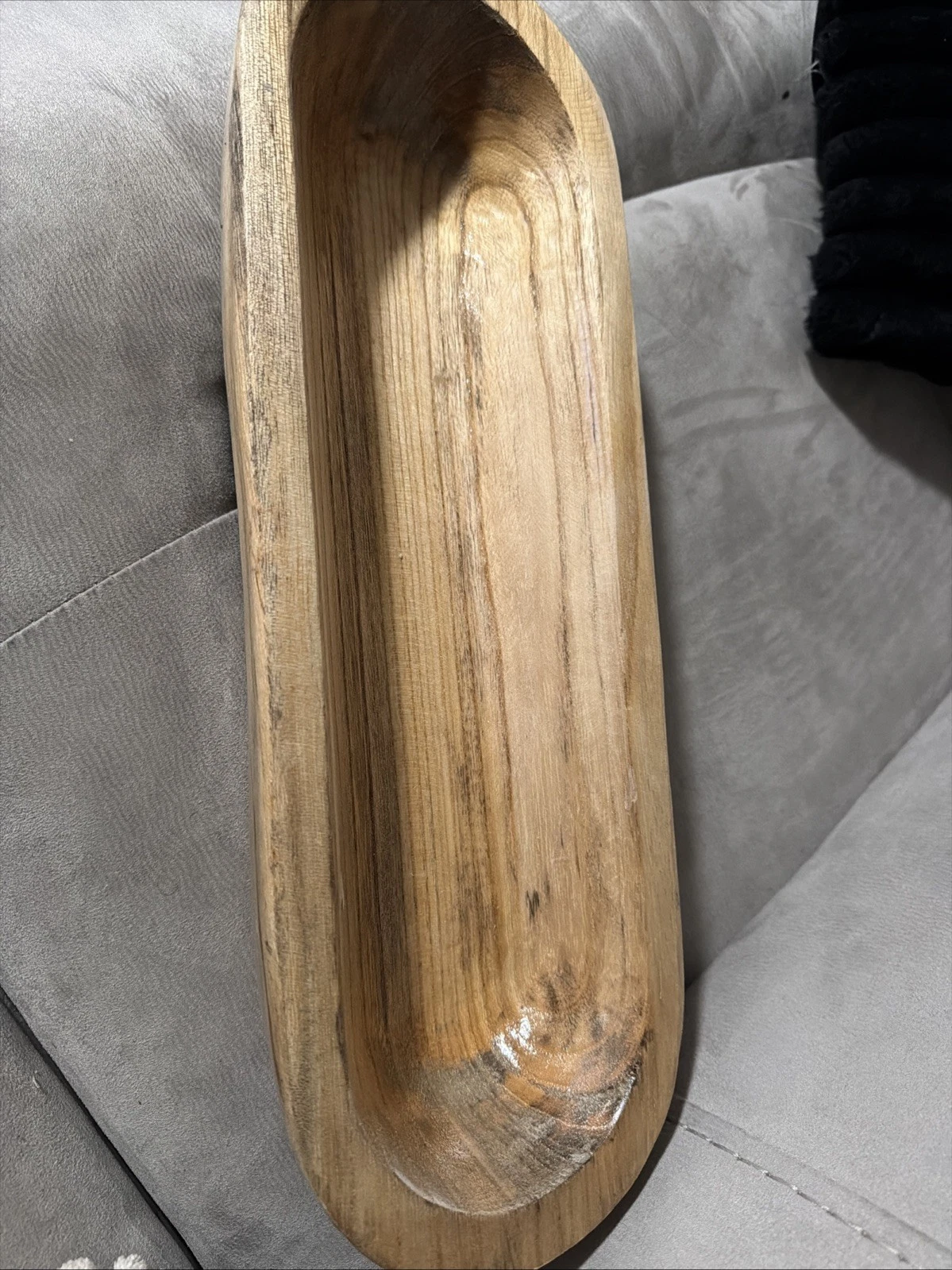 17.5” Long Wood Dough Bowl 17.5 x 6 x 3 in Hand Carved Wooden Dough Bowls
