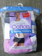 HANES Women s TAG-LESS BOYSHORTS Breathable Cotton 8/XL 5 pack New Sealed