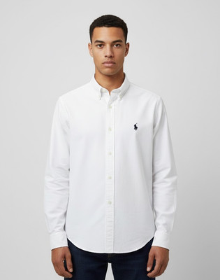 Polo Ralph Lauren White Oxford Shirt Black logo Custom Fit All Sizes Brand New