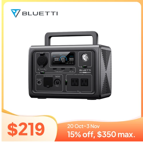 BLUETTI EB3A 600W 268Wh Portable Power Station Solar Generator LFP for Outdoors