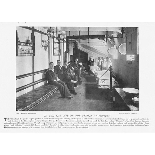 HMS WARSPITE In thr Sick Bay of the Cruiser - Antique Print 1896