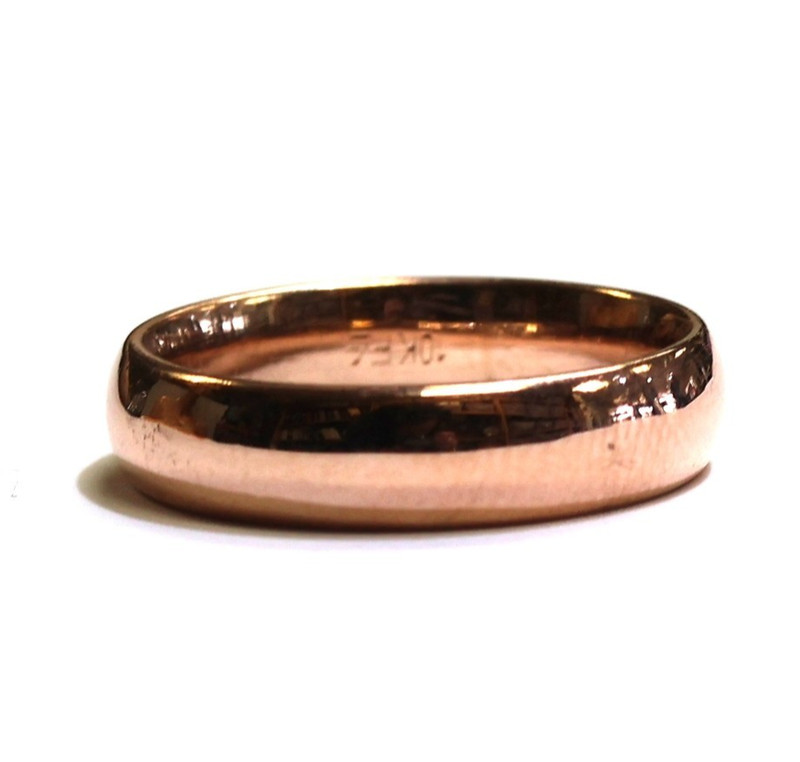 10k Rose solid Gold 4.4mm wide wedding band ring half round 3.6g comfort fit